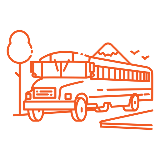 Orange school bus side stroke PNG Design