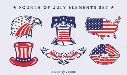Independence day set of iconic elements