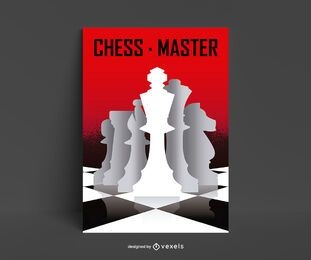 Diseño de cartel de silueta de piezas de juego de ajedrez