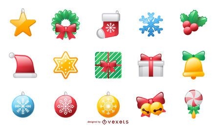 Iconos de Navidad y vacaciones brillantes