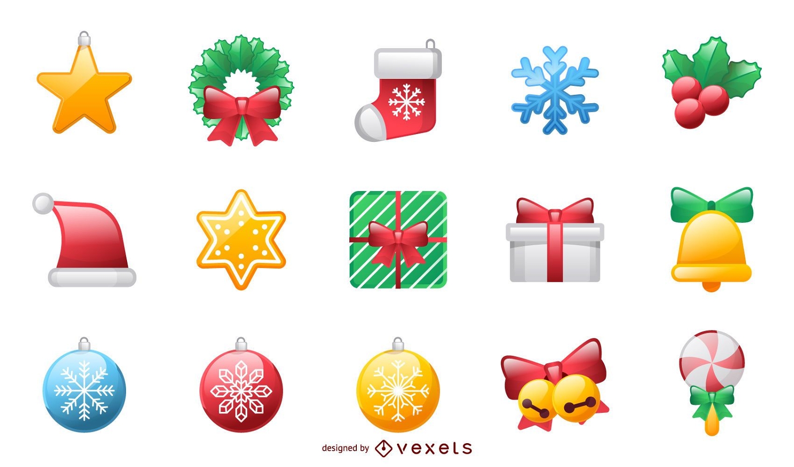 Shiny holiday and Christmas icons