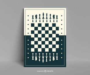 Chess board flat poster template