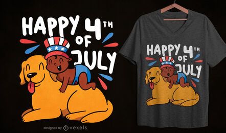 Baby and dog fourth of july t-shirt design