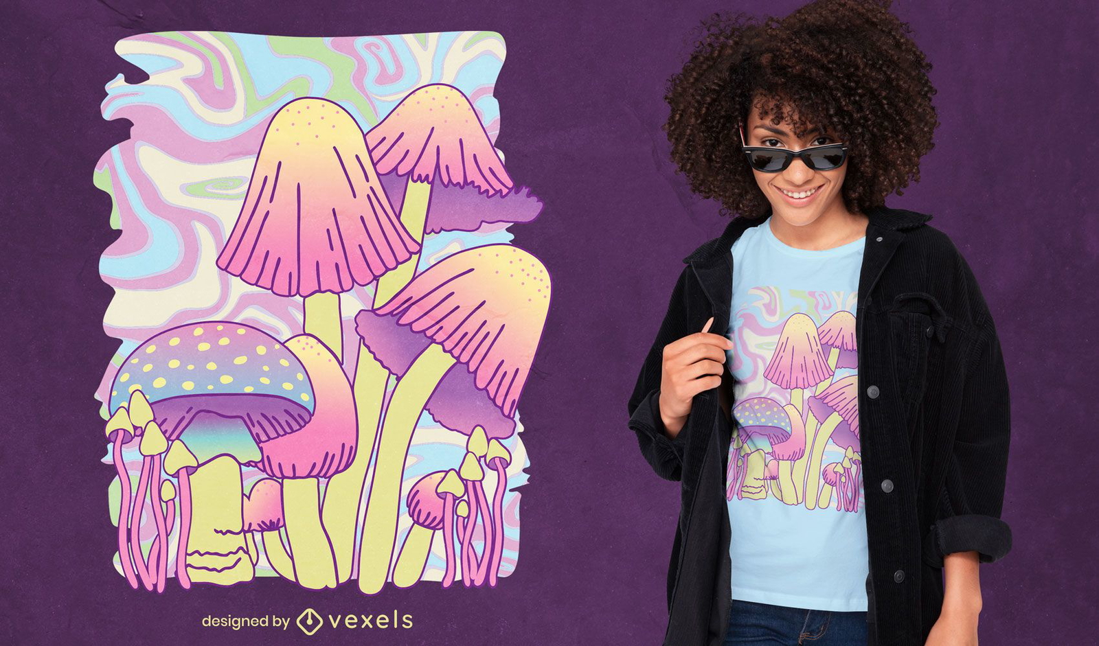 Pilze psychedelisches Natur-T-Shirt-Design