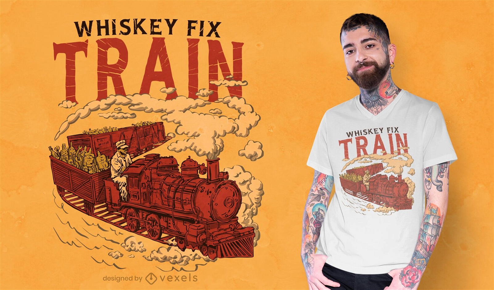 Diseño divertido de la camiseta del tren del arreglo del whisky