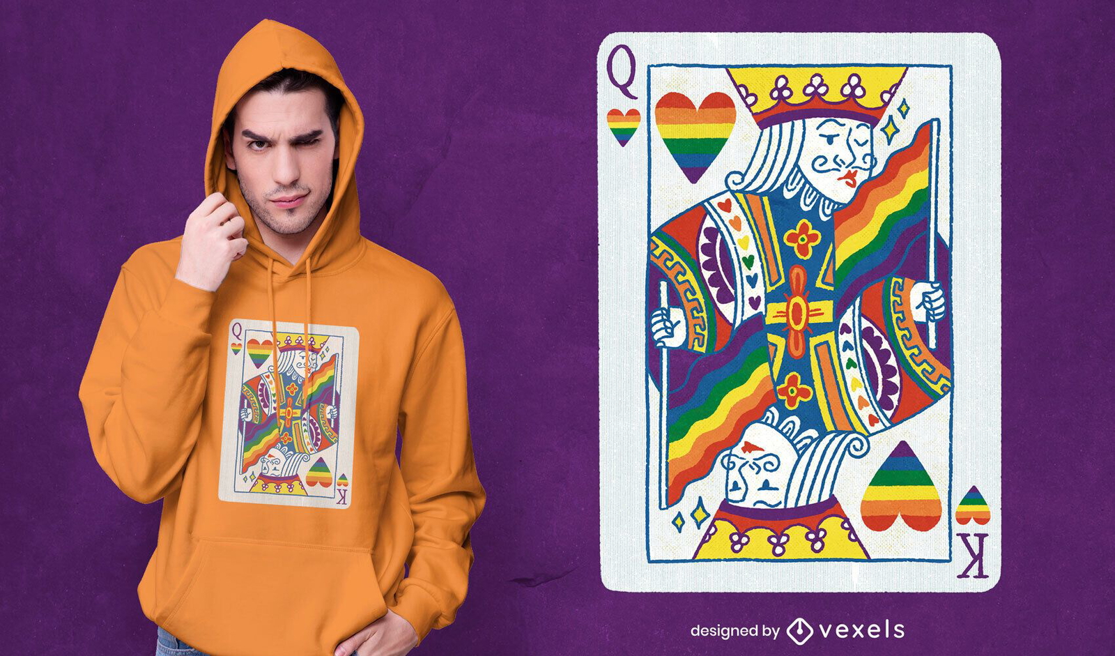 Poker king card lgbt flag t-shirt psd