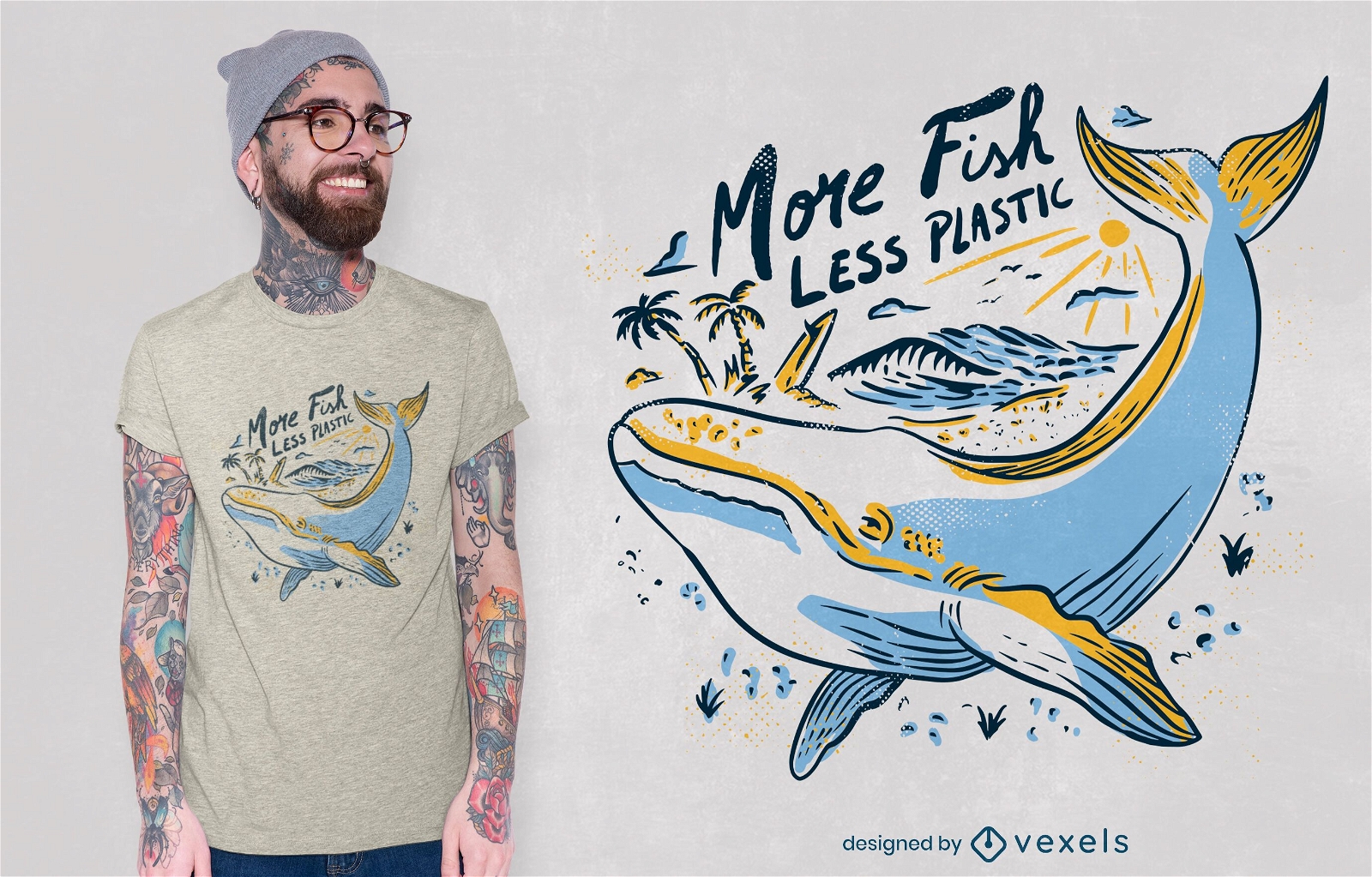 Design de camiseta de arte de linha de natação de baleia