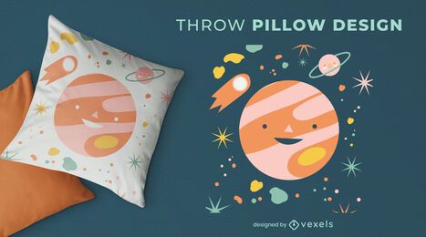 Planet space elements throw pillow design