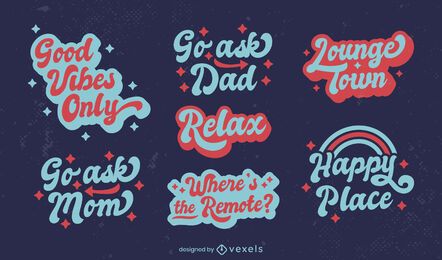 Conjunto de emblemas de letras relaxantes