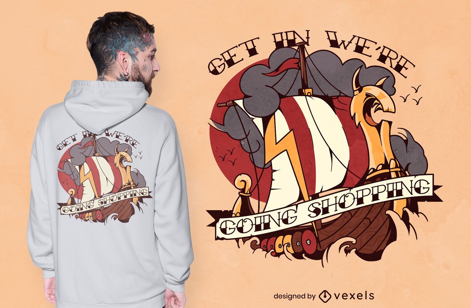 Viking ship funny shopping quote t-shirt design