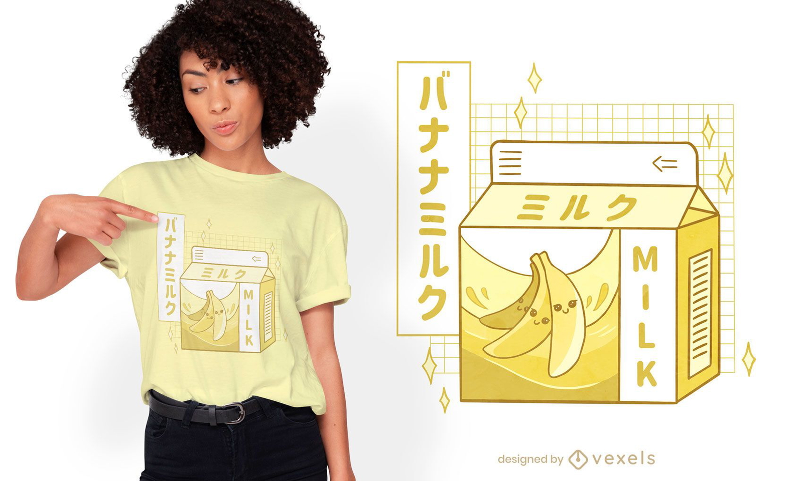 Bananenmilch japanisches Getränk T-Shirt Design