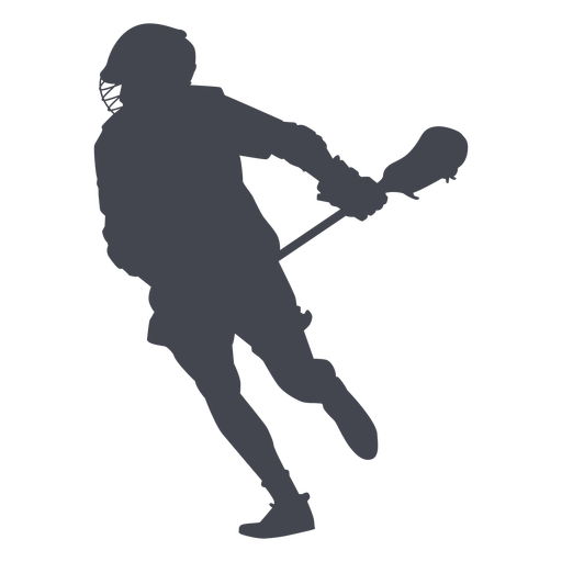 Lacrosse player with stick silhouette