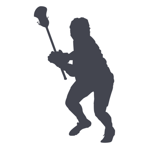 Jogador de lacrosse em pé com silhueta de pau Desenho PNG