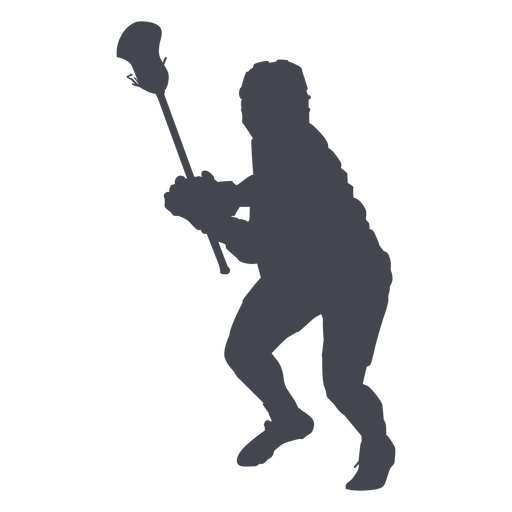 Standing lacrosse player with stick silhouette PNG Design