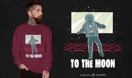 Astronaut in movie theatre t-shirt design