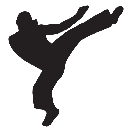 Karate man kicking silhouette PNG Design