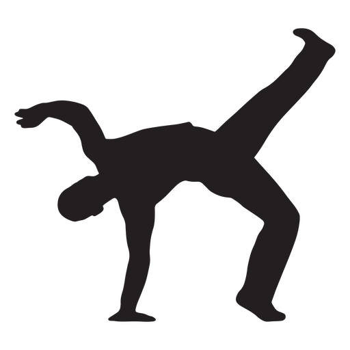 Karate man doing acrobatics silhouette PNG Design