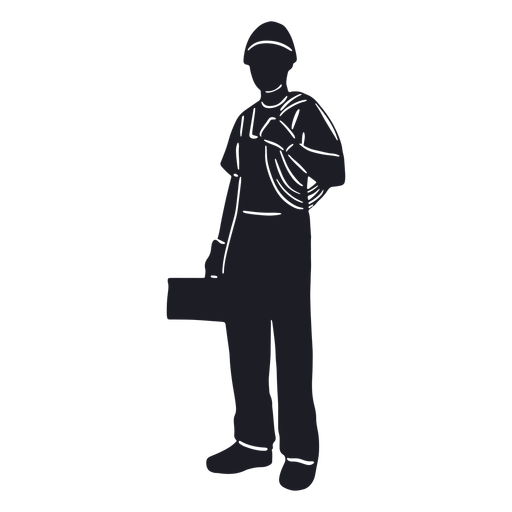 Electrician man with electric cord cut out PNG Design