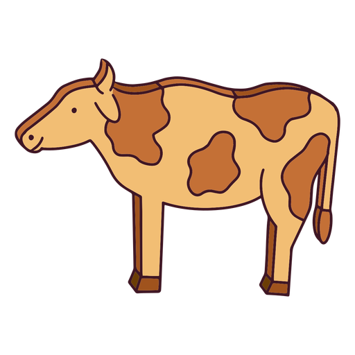 Cardboard cow color stroke PNG Design