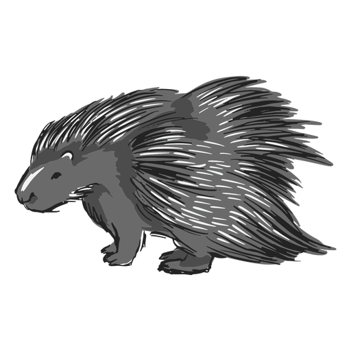 Porcupine standing color stroke PNG Design