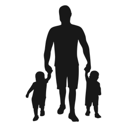 Father with kids silhouette Transparent PNG