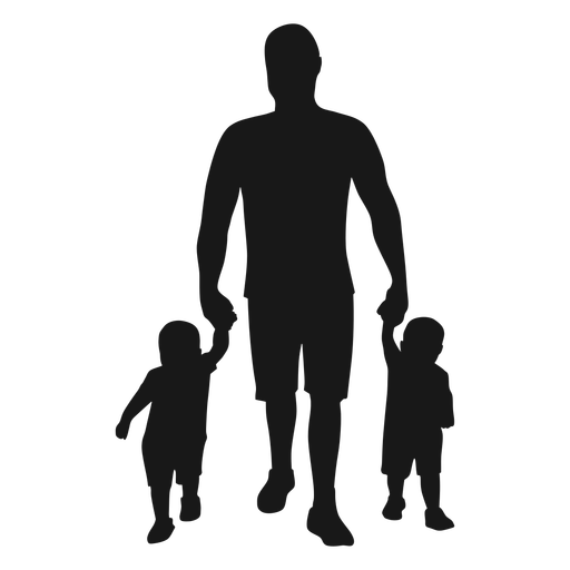 Father with kids silhouette PNG Design