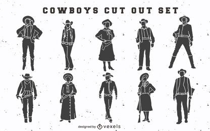 Cowboys and cowgirls cut out set