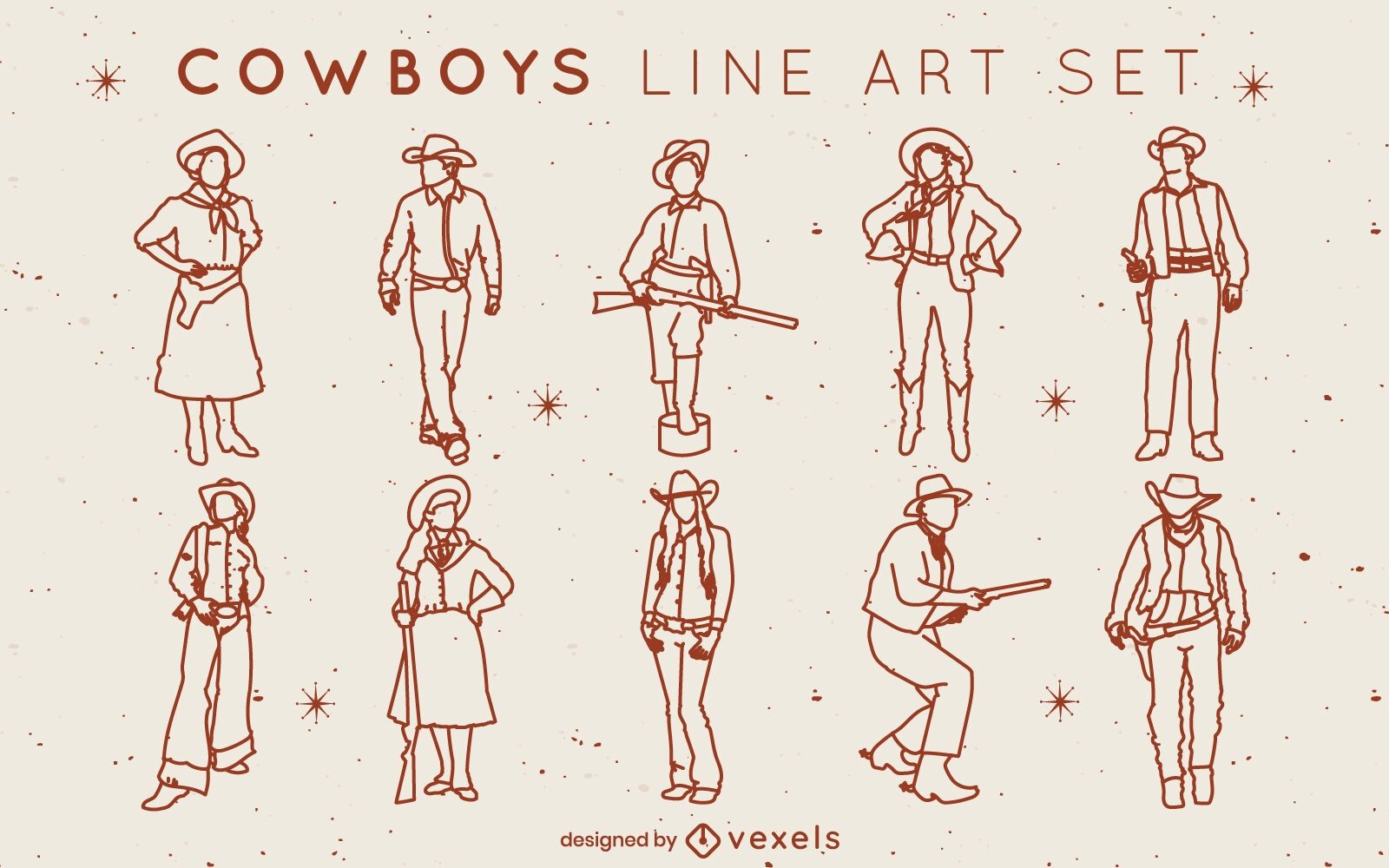 Cowboys und Cowgirls Strichset