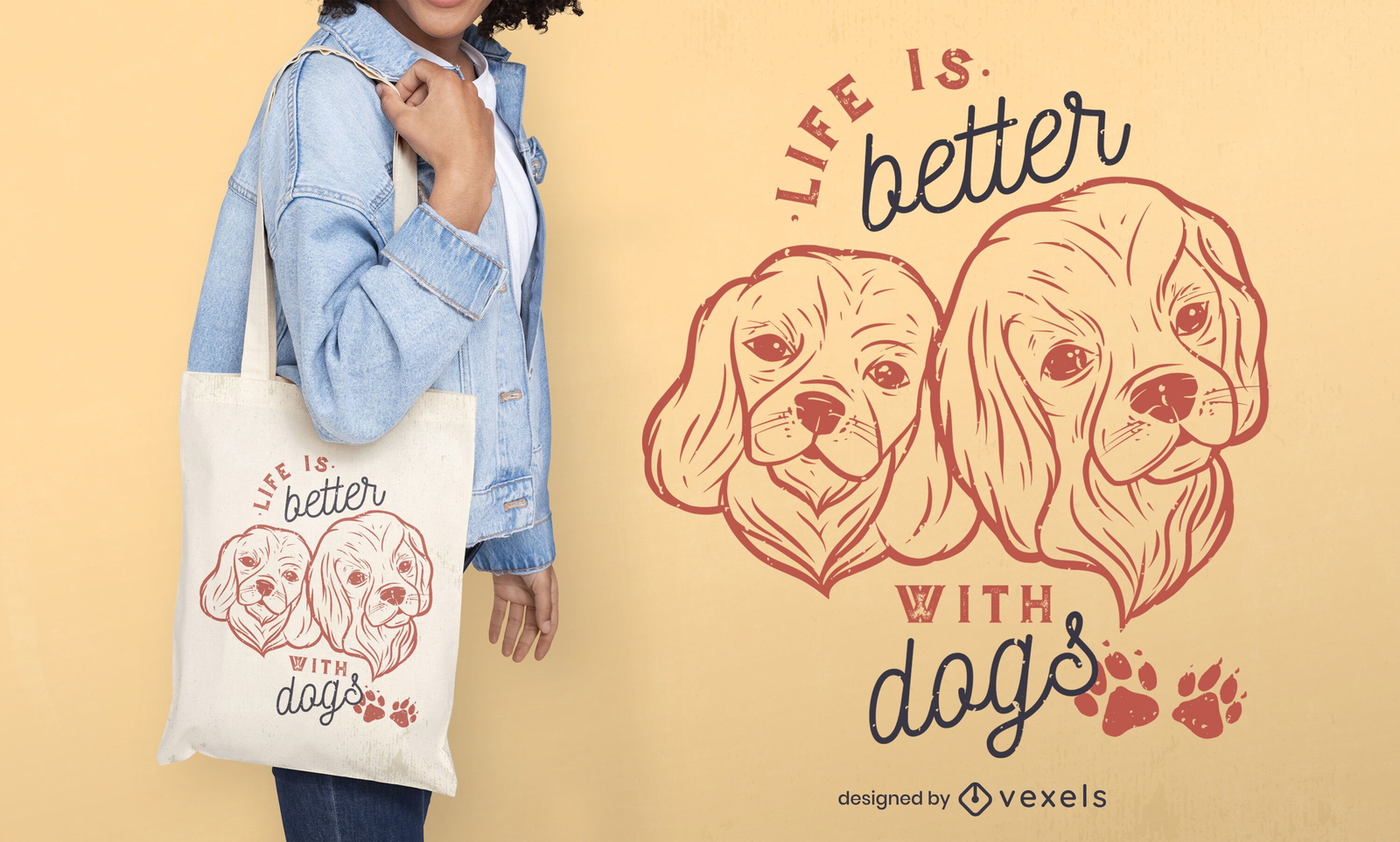 Diseño de bolsa de asas con cita de perro