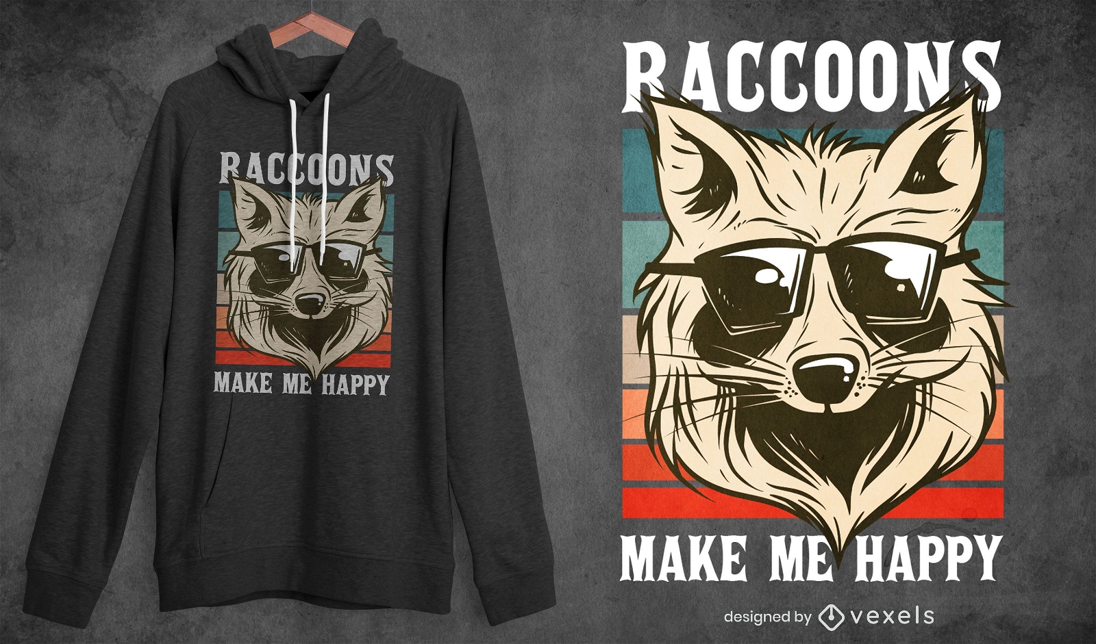 Raccoon with sunglasses t-shirt design