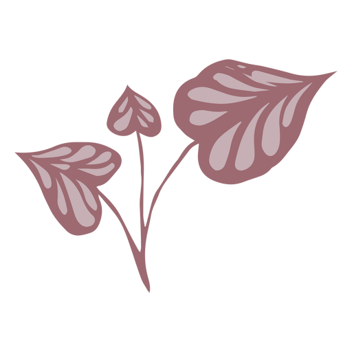 Pink leaves flat PNG Design