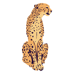 Cheetah animal sitting semi flat Transparent PNG