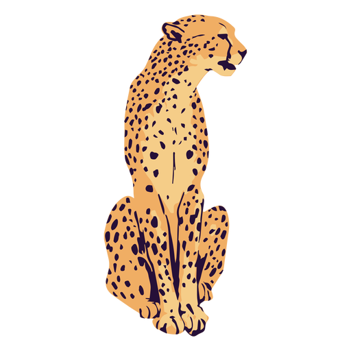Cheetah animal sitting semi flat PNG Design