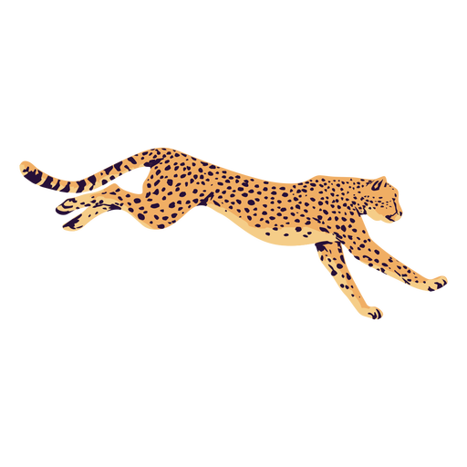 Cheetah animal sprinting semi flat PNG Design