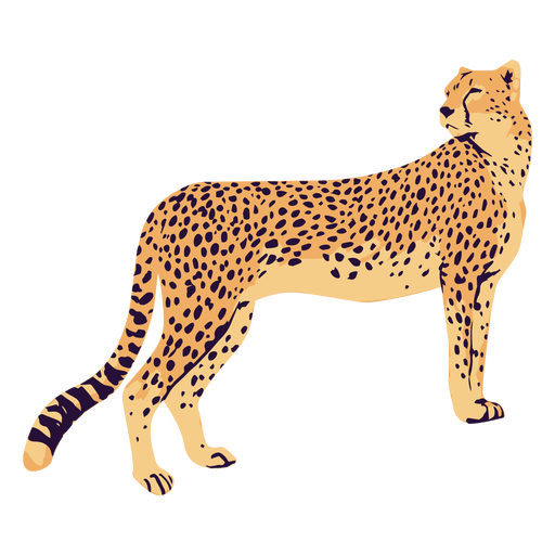 Cheetah animal standing semi flat PNG Design