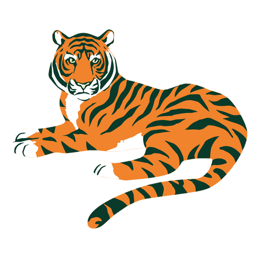 Tiger laying flat PNG Design