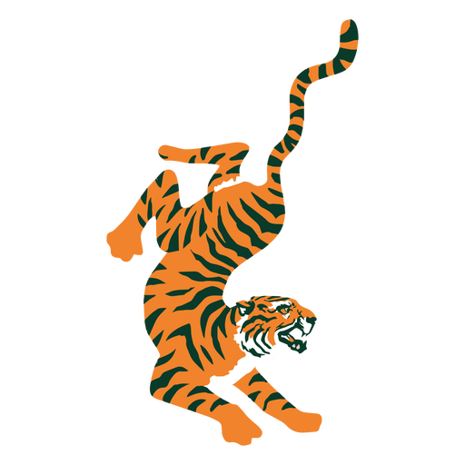 Tiger attacking flat PNG Design