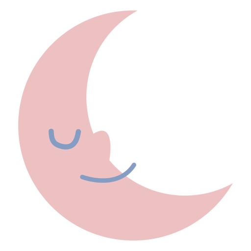 Cute pink moon flat PNG Design