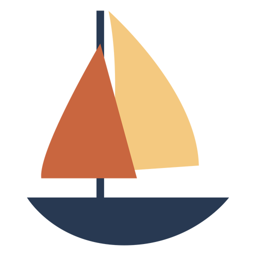 Sailboat with red sail flat PNG Design