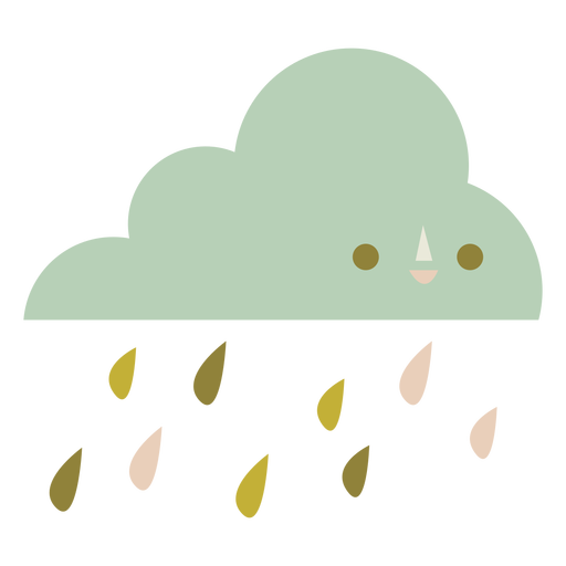 Cute cloud raining flat PNG Design