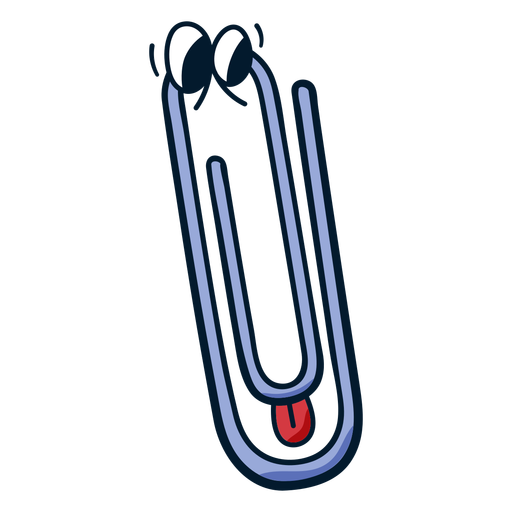 Paperclip tongue out cartoon PNG Design