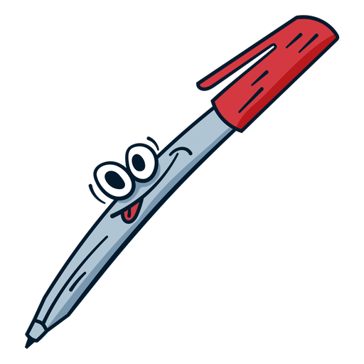 Pen tongue out cartoon PNG Design