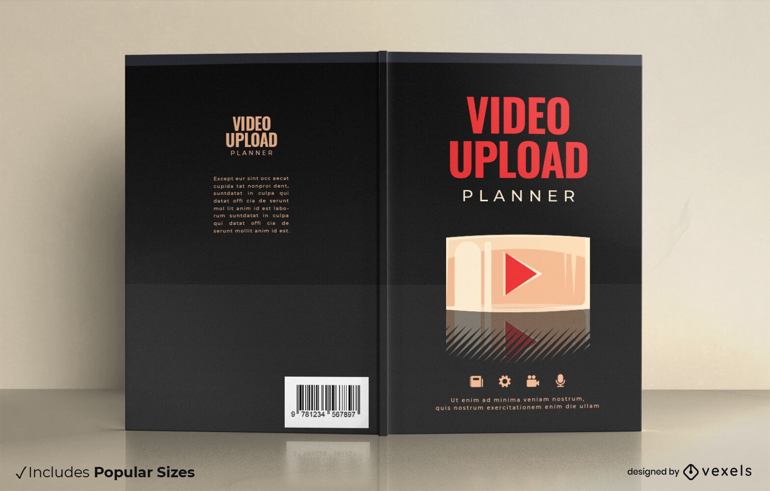 Design de capa de livro de planejador de upload de vídeo