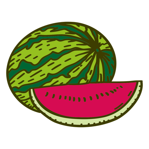 Traço de cor de fruta melancia Desenho PNG