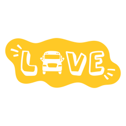 Love school bus badge cut out PNG Design