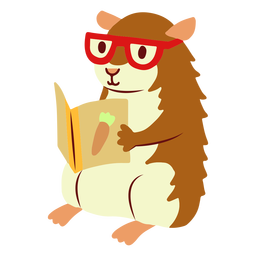 Reading guinea pig flat PNG Design