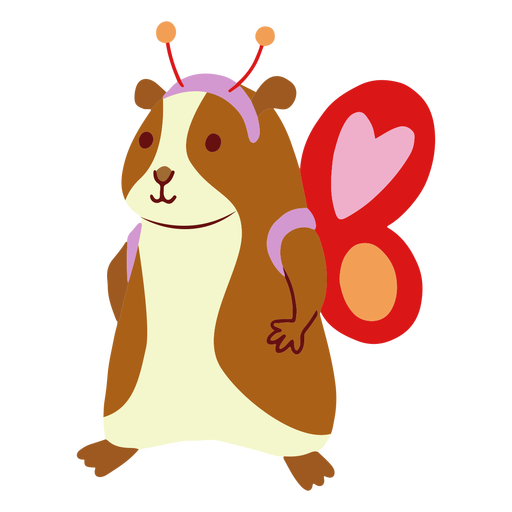 Guinea pig with butterfly wings flat PNG Design