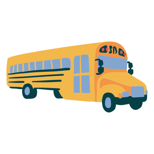 Long school bus flat PNG Design