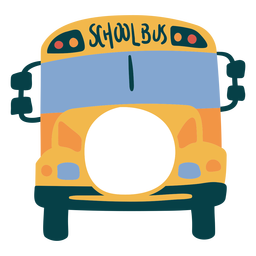 Frontal simple rounded label school bus flat PNG Design