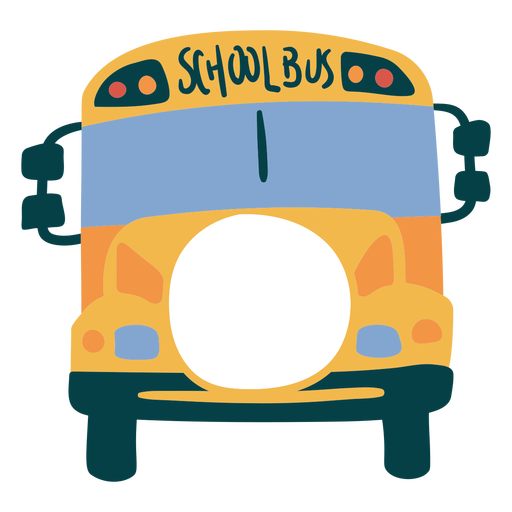 Frontal simple rounded label school bus flat